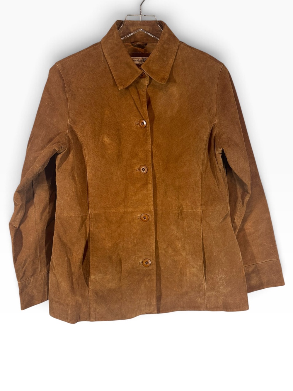VINTAGE CHARLIE USA women’s medium brown suede jacket button up